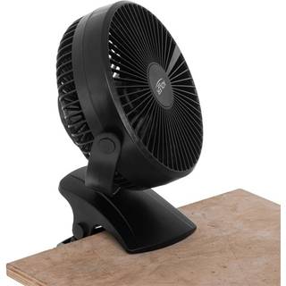 Genopladelig ventilator med klips - 3000 mAh, 360° rotation, USB-C-opladning - Svart