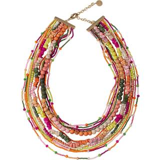 Bibi Bijoux Bibi Bijoux Pink Multicolour Layered Beaded Necklace