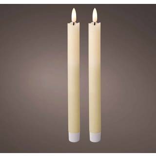 LED-Spitzkerze aus Wachs 24,5cm - Creme