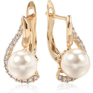 Vanddråbe geometrisk hvid zirkon Syntetisk perle dråbeøreringe til kvinder Trendy guldfarve