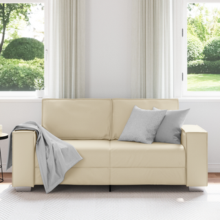 Sofastol Med Pude Creme 180 X 78 X 84 Cm Kunstlæder
