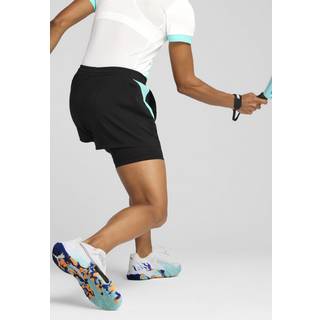 PUMA INDIVIDUAL 2-in-1 Padel Shorts Women, Clothing, Black/Purple Glimmer/Aquatic, XS