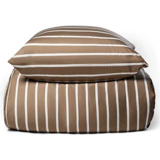 Bambus dobbelt sengetøj - 100% Naturligt bambus - 240x220 cm - Stribet beige - Satinvævet King Size sengesæt