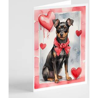 Caroline's Treasures DAC4500GCA7P Manchester Terrier Valentine Roses lykønskningskortpakke med 8 blanke kort med konvolutter, finurlig A7 Størrel