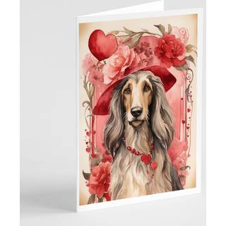 Caroline's Treasures DAC4328GCA7P Afghan Hound Valentine Roses Helearing Cards Pack med 8 blanke kort med konvolutter, finurlig A7 Størrelse 5x7
