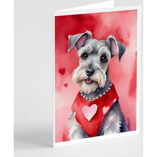 Caroline's Treasures DAC5434GCA7P SCHNAUZER Mine Valentine lykønskningskortpakke med 8 blanke kort med konvolutter, finurlig A7 Størrelse 5x7 Bla