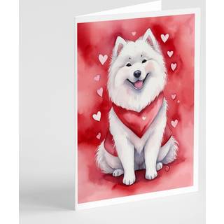Caroline's Treasures DAC5432GCA7P Samoyed My Valentine lykønskningskortpakke med 8 tomme kort med konvolutter, finurlig A7 -størrelse 5x7 tomme n