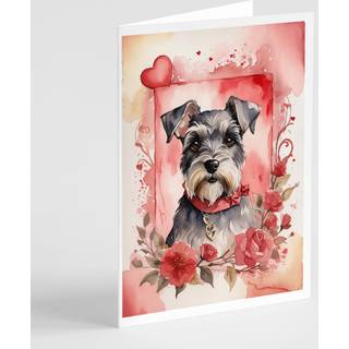Caroline's Treasures DAC4549GCA7P SCHNAUZER VALENTINE ROSES HASPING CORTS PACK med 8 blanke kort med konvolutter, lunefulde A7 Størrelse 5x7 Blan
