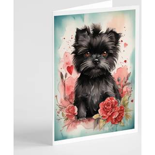Caroline's Treasures DAC4327GCA7P Affenpinscher Valentine Roses lykønskningskort Pakke med 8 blanke kort med konvolutter, finurlig A7 -størrelse