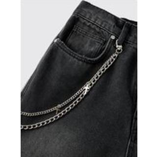 Mens Silver Jean Chain With Cross Charms