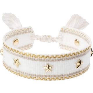 DARK Woven Friendship Bracelet With Star Studs White With Sand & Gold