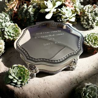 Sophia Silver Plated Velvet Lined Trinket Box - P6038
