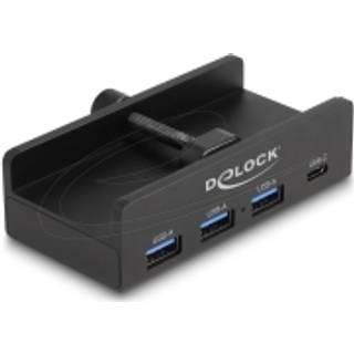 Delock ekstern USB-A hub med 3x USB-A/1x USB-C porte og låseskrue 5 Gbps