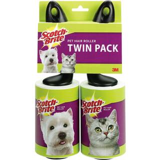 Scotch-Brite kæledyrshår Lint Roller Twin Pack henter pels på møbler og tøj 2 ruller 70 ark pr. Roller 140 ark i alt