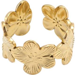 Timi of Sweden Flower Adjustable Ring Stainless Steel Gold