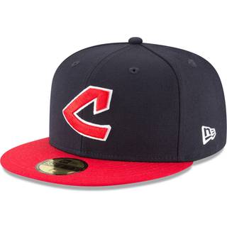Ny æra MLB 59Fifty Cooperstown Authentic Collection Monteret On Field Game Cap Hat (AS1 Numeric Numeric_7 Cleveland Guardians Navy Red Cooperstow