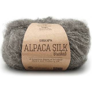 DROPS Brushed Alpaca Silk 03 Grå Indhold: 77% Superfin Alpaca, 23% Mulberry Silke Garngruppe: C (16 - 19 masker) / 10 ply / aran / worsted Vægt/længde: 25 g = ca. 140 meter Anbefalede pinde: 5 mm Strikkefasthed: 10 x 10 cm = 17 m x 22 p Vask: Håndvask, max 30°C / Tørres fladt.