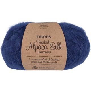 DROPS BRUSHED Alpaca Silk 39 Marineblå Indhold: 77% Superfin Alpaca, 23% Mulberry Silke Garngruppe: C (16 - 19 masker) / 10 ply / aran / worsted Vægt/længde: 25 g = ca. 140 meter Anbefalede pinde: 5 mm Strikkefasthed: 10 x 10 cm = 17 m x 22 p Håndvask, max 30°C / Tørres fladt.