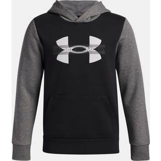 Under Armour Rival Fleece Colorblock Graphic Boys' Hoodie Black / Castlerock Light Heather / White YLG (149 - 160 cm)