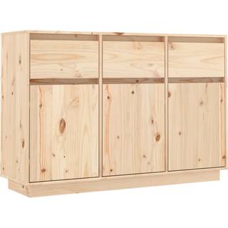 Skænk 110X34X75 Cm Massivt Fyrretræ - Naturfarvet