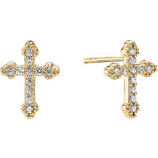 Lund Copenhagen kors ørestikker i forgyldt med zirkoner