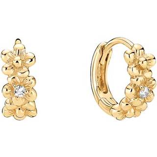 Lund Copenhagen øreringe i 8 kt guld med blomster og diamanter