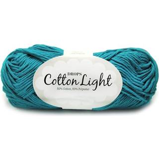 DROPS Cotton Light 14 Mørk turkis (Uni Colour) Indhold: 50% Bomuld, 50% Polyester Garngruppe: B (20 - 22 masker) / 8 ply / DK / worsted Vægt/længde: 50 g = ca. 105 meter Anbefalede pinde: 4 mm Strikkefasthed: 10 x 10 cm = 21 m x 28 p Finvask 40º / Tørres fladt.