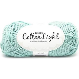 DROPS Cotton Light 27 Mint (Uni Colour) Indhold: 50% Bomuld, 50% Polyester Garngruppe: B (20 - 22 masker) / 8 ply / DK / worsted Vægt/længde: 50 g = ca. 105 meter Anbefalede pinde: 4 mm Strikkefasthed: 10 x 10 cm = 21 m x 28 p Finvask 40º / Tørres fladt.