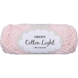 DROPS Cotton Light 44 Pink marshmallow (Uni Colour) Indhold: 50% Bomuld, 50% Polyester Garngruppe: B (20 - 22 masker) / 8 ply / DK / worsted Vægt/længde: 50 g = ca. 105 meter Anbefalede pinde: 4 mm Strikkefasthed: 10 x 10 cm = 21 m x 28 p Finvask 40º / Tørres fladt.