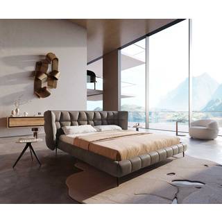 Polsterbettgestell Capujo 180x200 cm Mikrofaser Taupe Vintage