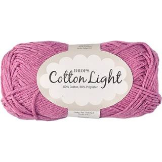 DROPS Cotton Light 38 Vild orkidé (Uni Colour) Indhold: 50% Bomuld, 50% Polyester Garngruppe: B (20 - 22 masker) / 8 ply / DK / worsted Vægt/længde: 50 g = ca. 105 meter Anbefalede pinde: 4 mm Strikkefasthed: 10 x 10 cm = 21 m x 28 p Finvask 40º / Tørres fladt.