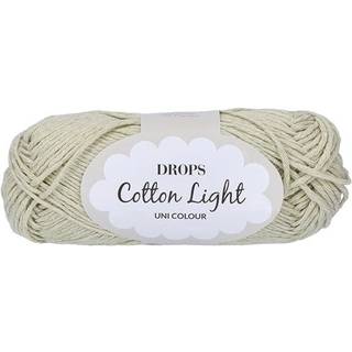 DROPS Cotton Light 43 Lys salvie (Uni Colour) Indhold: 50% Bomuld, 50% Polyester Garngruppe: B (20 - 22 masker) / 8 ply / DK / worsted Vægt/længde: 50 g = ca. 105 meter Anbefalede pinde: 4 mm Strikkefasthed: 10 x 10 cm = 21 m x 28 p Finvask 40º / Tørres fladt.