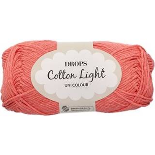 DROPS Cotton Light 49 Koral (Uni Colour) Indhold: 50% Bomuld, 50% Polyester Garngruppe: B (20 - 22 masker) / 8 ply / DK / worsted Vægt/længde: 50 g = ca. 105 meter Anbefalede pinde: 4 mm Strikkefasthed: 10 x 10 cm = 21 m x 28 p Finvask 40º / Tørres fladt.