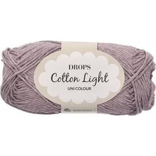 DROPS Cotton Light 51 Lavendel frost (Uni Colour) Indhold: 50% Bomuld, 50% Polyester Garngruppe: B (20 - 22 masker) / 8 ply / DK / worsted Vægt/længde: 50 g = ca. 105 meter Anbefalede pinde: 4 mm Strikkefasthed: 10 x 10 cm = 21 m x 28 p Finvask 40º / Tørres fladt.