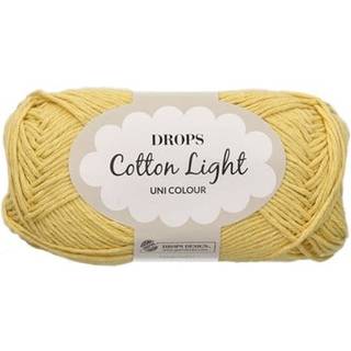 DROPS Cotton Light 55 Citron (Uni Colour) Indhold: 50% Bomuld, 50% Polyester Garngruppe: B (20 - 22 masker) / 8 ply / DK / worsted Vægt/længde: 50 g = ca. 105 meter Anbefalede pinde: 4 mm Strikkefasthed: 10 x 10 cm = 21 m x 28 p Finvask 40º / Tørres fladt.