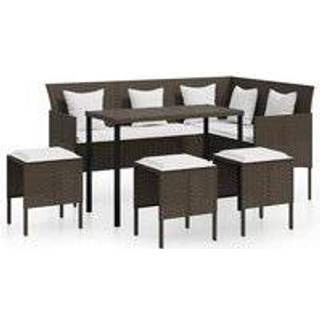 Sofasæt Med Hynder 5 Dele L-Facon Polyrattan - Brun