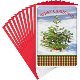 Hallmark Christmas Cards Pack Christmas Tree in Snow (10 kort med konvolutter) Glædelig juletræ (0799XXH5564)