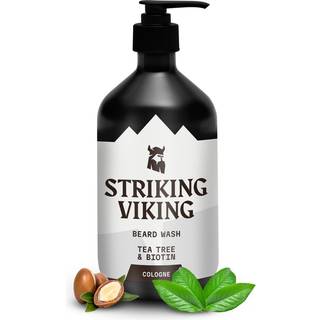 Slående Viking Beard Wash - 17 Oz Natural Tea Tree & Biotin - Köln duftskægshampoo Paraben & Sulfate Free for Men - Deep Cleansing and Care