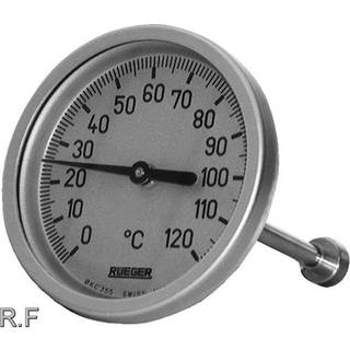 Rüeger TCH termometer 100x145 mm. Rustfrit stål, frontring i aluminium. 0-120°C