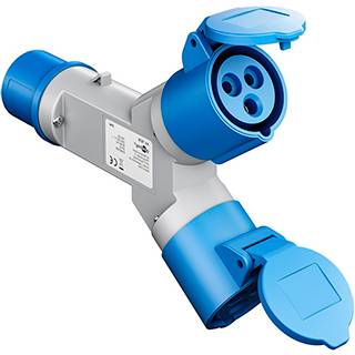 CEE adapter m/ 2 udtag - IP44, 16A
