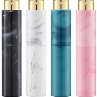 10 ml parfume Atomizer Travel (4 stk) Genopfyldelige k?ln containere Dispenser Spray Tom flaske til mini spr?jtest?rrelse (sort & lyser?d & hvid