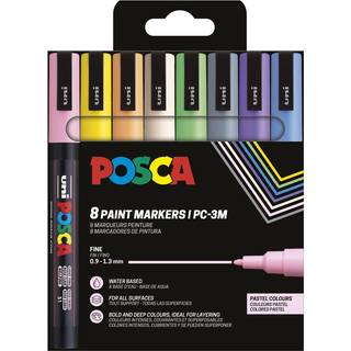 POSCA marker sæt PC-3M 8 ass. Pastel farver