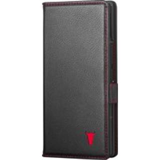 Galaxy Z Fold7 Leather Case - Black with Red Detail