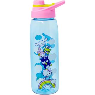Silver Buffalo Sanrio Hello Kitty og venner p? en regnbue med Badtz-Maru My Melody Keroppi og Cinnamoroll vandflaske med skrue-p? l?g 28 ounces