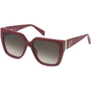 Blumarine Kvinde SBM871S 0U17 Solbriller Acetat Rød Brun Firkantet Normal Skygge