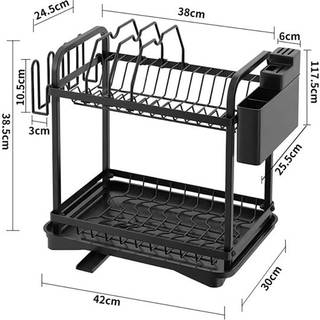 To-etagers metalopvaskestativ med aftagelig bakke - Svart