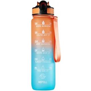 Motivationsflaske 1 ltr Orange/blå - 1 stk