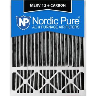 Nordic Pure 20x25x1 (19 1/2 x 24 1/2 x 3/4) Furnace Air Filters Merv 12 plisseret plus carbon 2 -pakke