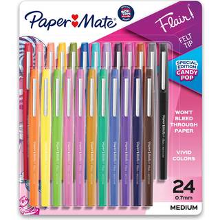 Paper Mate Flair Felt Tip Pens Medium Point 0,7 millimeter mark?rpenne tilbage til skoleartikler for l?rere og studerende forskellige farver 24 t