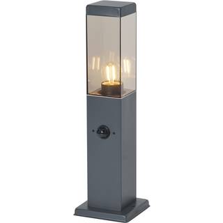Udendørslampe mørkegrå med røgglas 45 cm IP44 med stik og bevægelsessensor - Malios